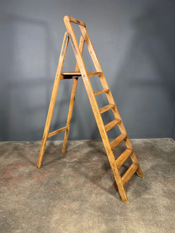 Mid 20th Century Set Of Large Pine Step Ladders By G C Dewey Of Stoke