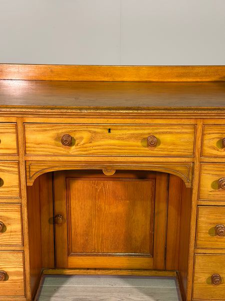 19th Century Solid Ash Kneehole Desk