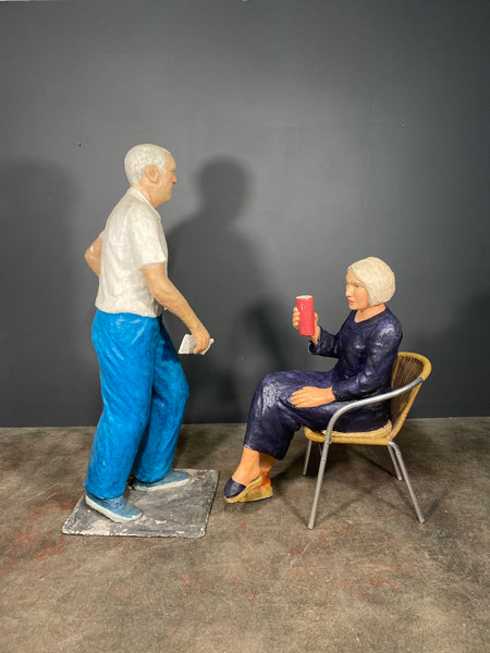 Life Size Fibreglass Sculpture's Of Man And Women By Paul Williams