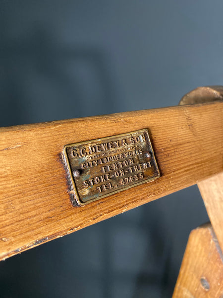 Mid 20th Century Set Of Large Pine Step Ladders By G C Dewey Of Stoke
