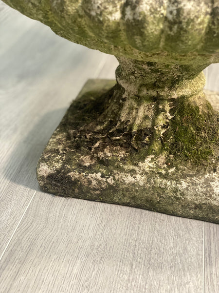 Pair Of Antique Weathered Composite Stone Urns