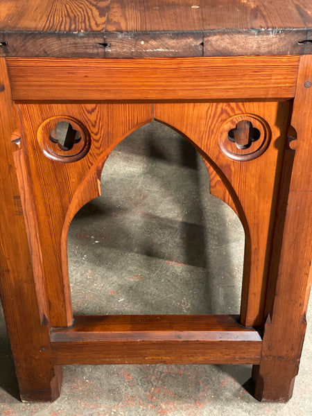 Large Victorian Gothic Pitch Pine Church Altar Table