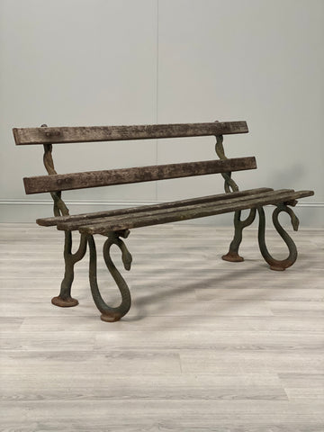 19th Century Serpent Garden Bench In Original Condition