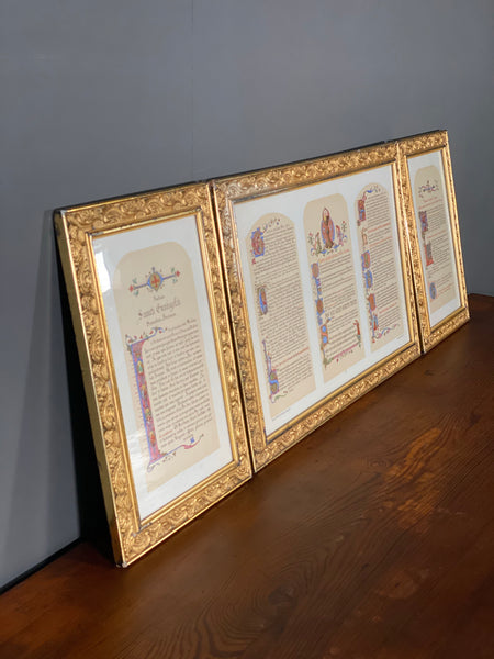 Vintage Set Of Latin Altar Card’s In Gilt Frames