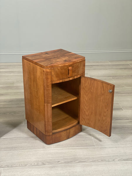 Pair Of Art Deco Burr Walnut Bedside Cabinets