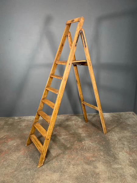 Mid 20th Century Set Of Large Pine Step Ladders By G C Dewey Of Stoke
