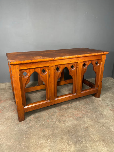 Large Victorian Gothic Pitch Pine Church Altar Table