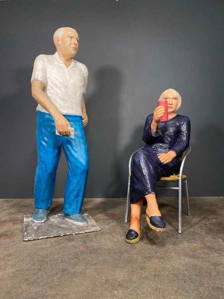Life Size Fibreglass Sculpture's Of Man And Women By Paul Williams