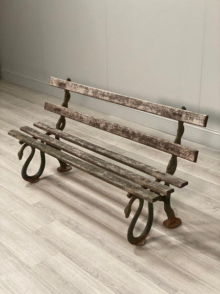 19th Century Serpent Garden Bench In Original Condition