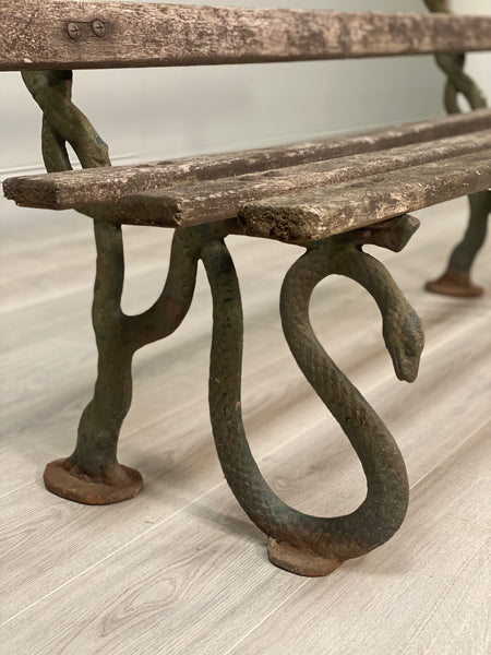 19th Century Serpent Garden Bench In Original Condition
