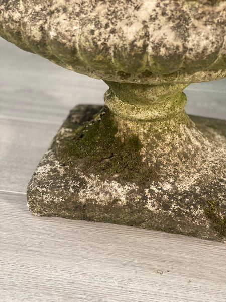 Pair Of Antique Weathered Composite Stone Urns