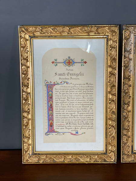 Vintage Set Of Latin Altar Card’s In Gilt Frames
