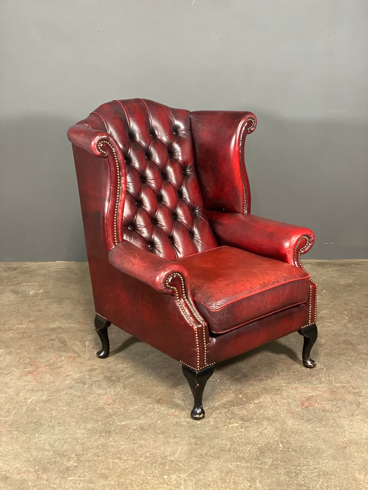 Vintage Chesterfield Wing Back Armchair