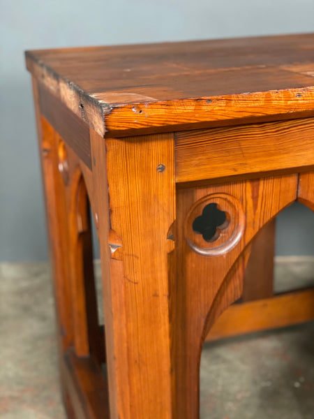 Large Victorian Gothic Pitch Pine Church Altar Table