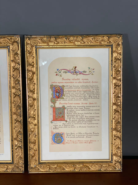 Vintage Set Of Latin Altar Card’s In Gilt Frames