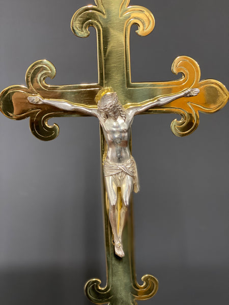 Vintage Large Brass Church Altar Cross