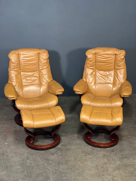 Ekornes Stressless Leather Recliner Suite In Tan