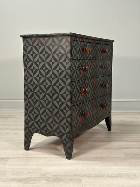 19th Century Geometric Painted Chest Of Drawers