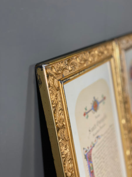 Vintage Set Of Latin Altar Card’s In Gilt Frames