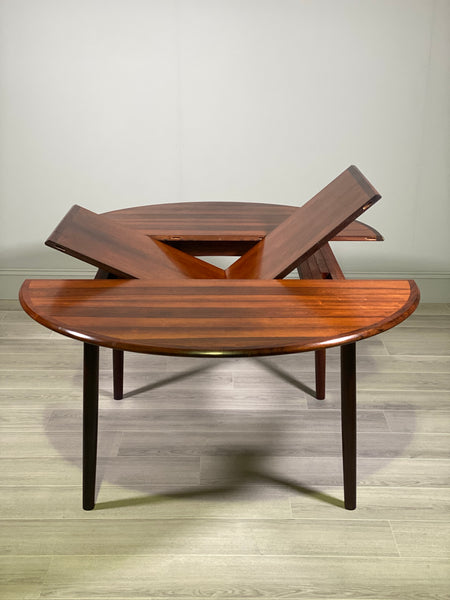 Mid Century Danish Rosewood Extending Dining Table