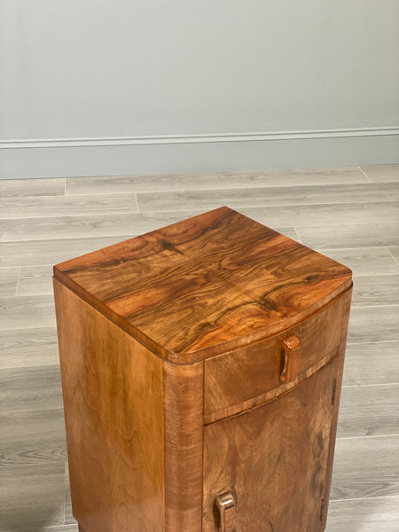 Pair Of Art Deco Burr Walnut Bedside Cabinets