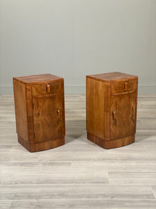 Pair Of Art Deco Burr Walnut Bedside Cabinets