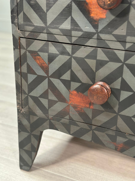19th Century Geometric Painted Chest Of Drawers