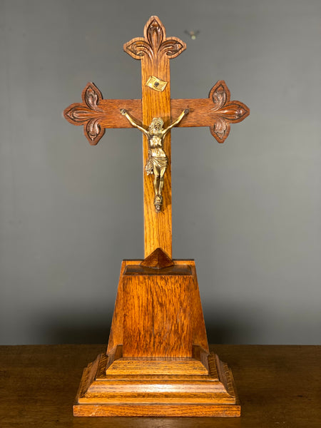 Large Oak Antique Altar Cross