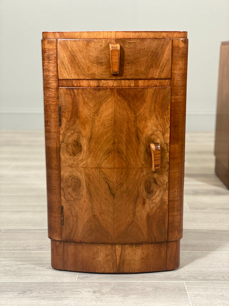 Pair Of Art Deco Burr Walnut Bedside Cabinets