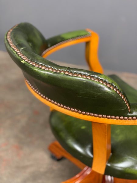 Vintage Green Leather Desk Chair