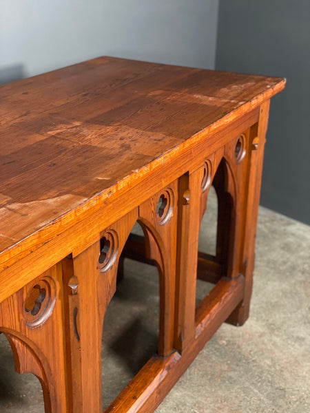 Large Victorian Gothic Pitch Pine Church Altar Table