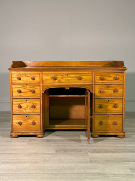 19th Century Solid Ash Kneehole Desk