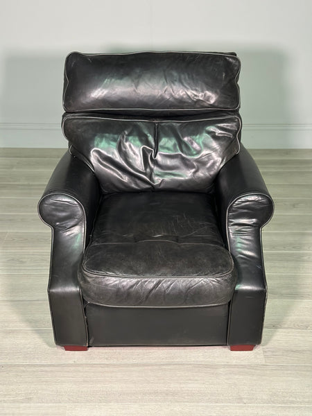 Black Leather Danish Armchair c.1980’s