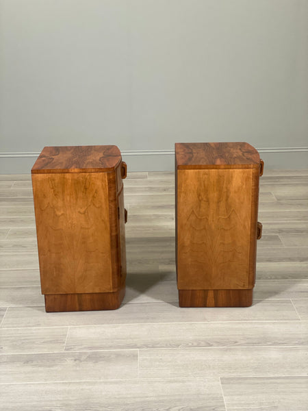 Pair Of Art Deco Burr Walnut Bedside Cabinets