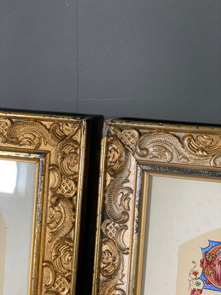 Vintage Set Of Latin Altar Card’s In Gilt Frames