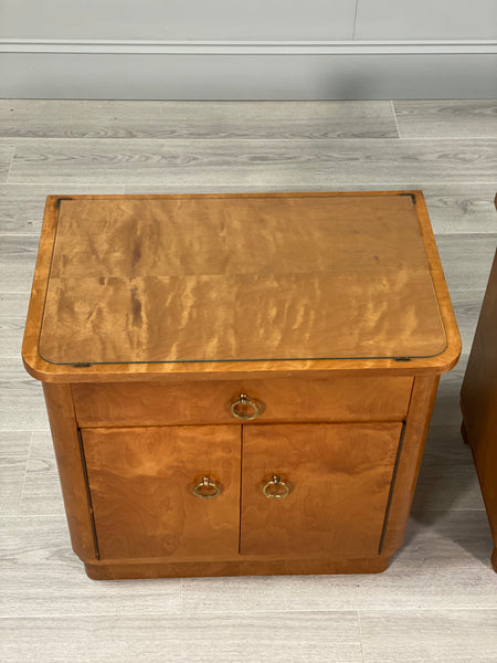 A Pair Of Mid Century Satin Birch Bedside Cabinets
