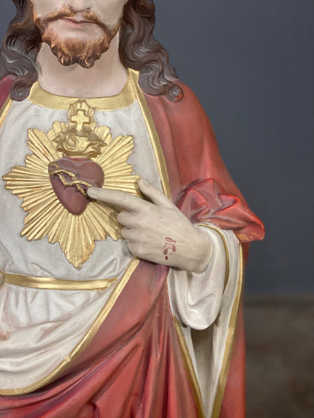 Large Statue Of The Sacred Heart of Jesus Christ c1963